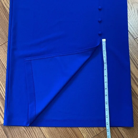 NYCC Women’s ocean blue pencil left side slit skirt with nine fabric buttons M - Picture 10 of 12